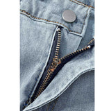 J Shaped Jeans Men's Jeans New Skinny Ripped Leg Opening Zipper