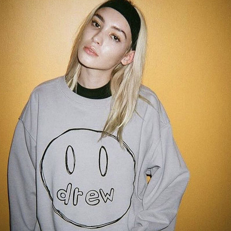 Justin Bieber Drew House Sweatshirts Smiley Face Brushed Hoody Men and Women Couple Crew Neck Coat