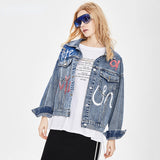 Spray Painted Jacket Spring and Autumn Denim Jacket Women's Loose Top
