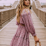 Beth Dutton Bohemian Dress Winter Autumn Midi Dresses Hollow out Large Swing Elastic Waist Dress