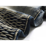 J Shaped Jeans Men's Motorcycle Men's Personality Pleated Slim Stretch Camouflage