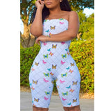 Women Plus Size One-Piece Clothes Butterfly Printed Sexy Tube Top Jumpsuit