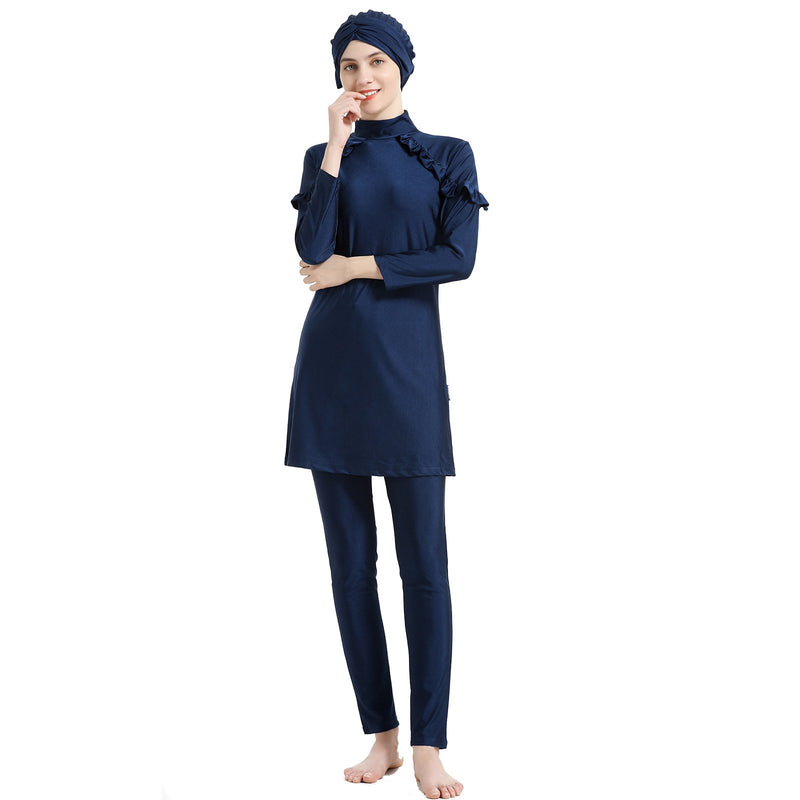 Burkini Swimwear Muslim Fashion Outfits Plus Size Long Sleeve Trousers Black Slimming Women's Swimwear
