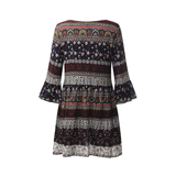 Beth Dutton Bohemian Dress Winter Autumn Midi Dresses Long Sleeve Floral Rayon Tied Dress