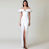 Mariah Carey Dress High Slit Dinner Dress Ruffled Dress