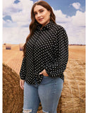 Women Plus Size Tops Polka Dot Loose Casual Shirt