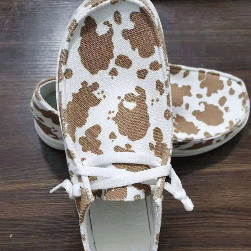 Cow Print Hey Dude Shoes Canvas Shoes Flat Casual Comfortable Shoes
