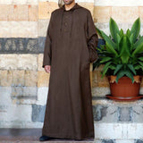 Mens Thobes Simple Long Men's Hooded Shirt Muslim Robe