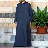 Mens Thobes Simple Long Men's Hooded Shirt Muslim Robe