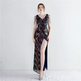 Sequin Evening Dress Split Long Sequined Fishtail Skirt
