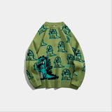 Dinosaur Sweaters Loose round Neck Sweater
