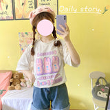 Gothic Lolita Harajuku Style Clothing Three Milk Rabbit Printed Cute T-shirt (Excluding Fake Collar)