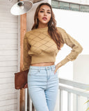 Preppy Aesthetic Outfits Knitwear Rhombus Midriff-Baring Sweater