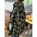Beth Dutton Outfits Retro Plaid Shirt Women's Loose Casual Bandage Dress Long Sleeve Jacket