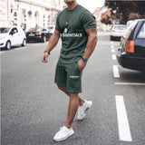 Fear Of God Fog T Shirt Essentials Double Line Casual Sports Short Sleeve Shorts Suit