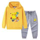 Children Pokemon Pikachu Hoodie & Pant Set Hooded Sweater Trousers Two-Piece Baby Cotton Sweater Set