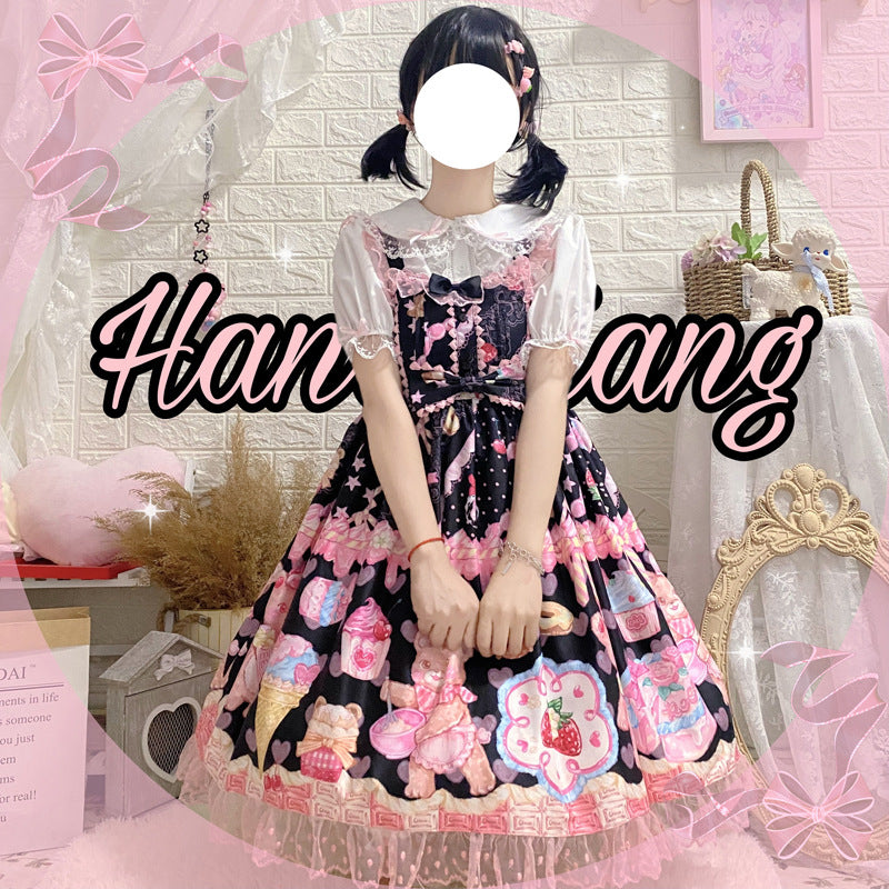 Gothic Lolita Harajuku Style Clothing Master Bear Lolita Sweet Girl JSK Suspender Dress