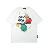 Men T Shirt Summer Casual Tops Cartoon Printed Short Sleeve T-shirt Men's round Neck Half Sleeve BF Idle Style Trendy Loose Half Sleeve