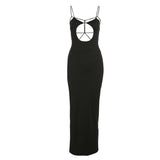Music Festivals Rave Outfits Dress Sexy Suspenders Hollow Low Cut Backless Slim Fit Dress