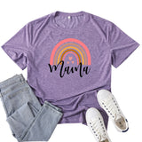 Boy Mama T Shirt Mama Rainbow Pattern Printed T-shirt