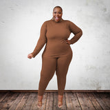 Women Plus Size Co-Ords Knitted Stretch Slim Fit Loungewear Suit