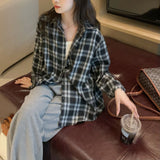 Beth Dutton Outfits Black and White Plaid Shirt Women's Baggy Coat Long Sleeve Shirt