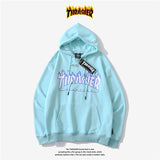 Thrasher Hoodie Sweater Hooded Velvet Padded Loose Long Sleeve