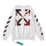 Off White Sweatshirts Long Sleeve round Neck Sweater Autumn and Winter Printed round Neck Pullover Terry Sweater