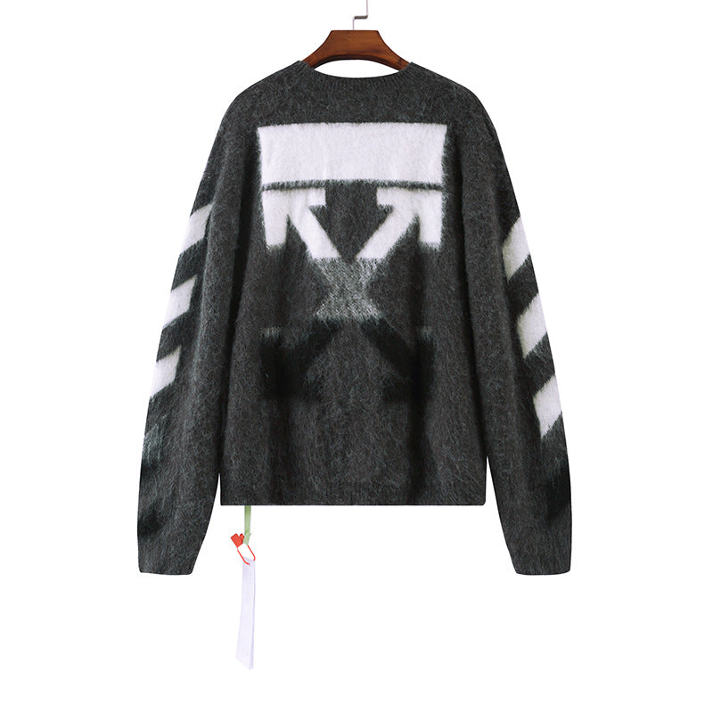 Off White Winter Sweaters Mohair Knitwear Sweater for Men and Women