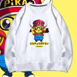 Men and Women Pokemon Pikachu Hoodie Pikachu round Guard Crew Neck Pullover Sweatshirt