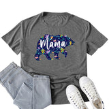 Boy Mama T Shirts Floral Mama Bear Bear Mother Pattern Printed T-shirt