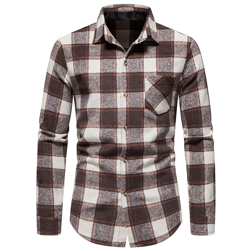 Mens Flannel Jacket Fall Winter Men Fashion Thick Warm Woolen Flannel Casual Shirt