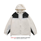 Men Sun Protection Clothing Tooling Stitching Hooded Couple Baggy Coat