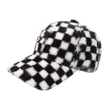 Vintage Check Baseball Cap Black and White Plaid