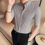 Men Shirts Slim Striped Business Casual Shirt
