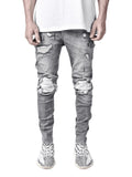 J Shaped Jeans Stretch Feet Pants Motorcycle Ripped Black Jeans Men