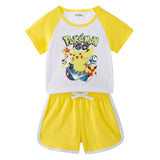 Children Pokemon Pikachu Tshirts & Shorts Short-Sleeved T-shirt Shorts Casual Sports Two-Piece Neutral