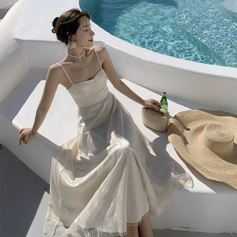 Fairy Dress Lace Strap Dress Women Vintage Summer Sexy Seaside Vacation Dress