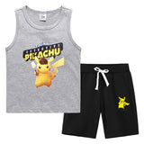 Children Pokemon Pikachu Tshirts & Shorts Vest Middle Pants Sports Casual Thin Two Pieces