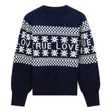 Black Christmas Sweater All-Matching Floral Plaid Sweater