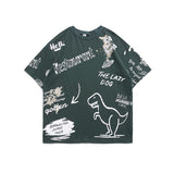 Men T Shirt Summer Casual Tops Men's Clothes Summer Wear Vintage Men's round Neck Short Sleeve Casual Loose Cartoon Dinosaur T-shirt