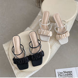 Nude Pumps Block Heel Roman Shoes