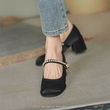 Nude Block Heel Sandals Vintage Leather Shoes