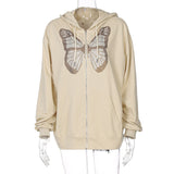 Rrr123 Hoodie Butterfly Rhinestone Hooded Sweater