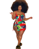 Women Plus Size Co-Ords Sexy Print Summer Beach Swimsuit Two-Piece Set