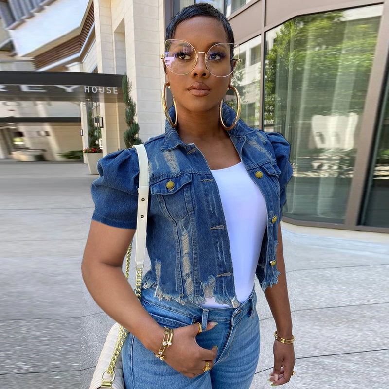 Women Plus Size Denim Coats Fashion Denim Camouflage Short Coat