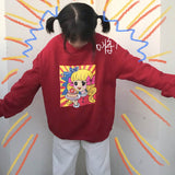 Gothic Lolita Harajuku Style Clothing Cake Girl round Neck Long Sleeve Printed Fleece Hoodie