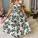 Women Bohemian Dress Summer Women's Spaghetti-Strap Floral Print Dress