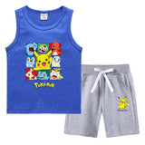 Children Pokemon Pikachu Tshirts & Shorts Summer Vest Middle Pants Sports Casual Thin Two Pieces