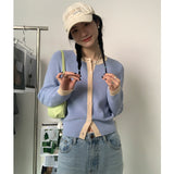 Preppy Aesthetic Outfits Round Neck Contrast Color Knitwear